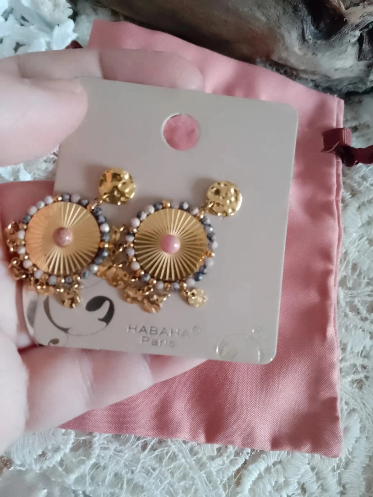 Boucles d'oreilles bohèmes Habaha pampilles et pierres de rodhonite – photo 4